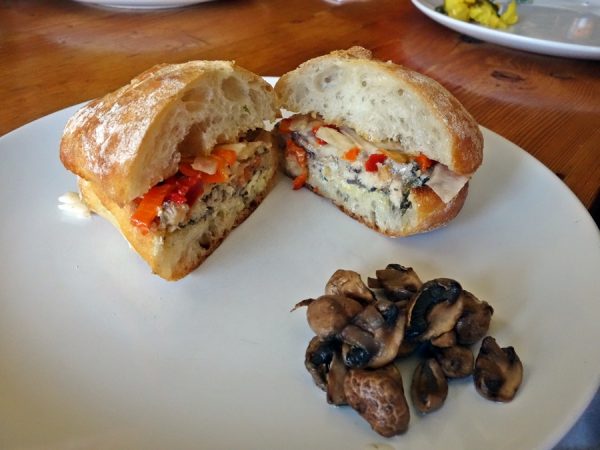 EVOE's gallego sandwich with sardines, pepper & fennel slaw, and citrus aioli